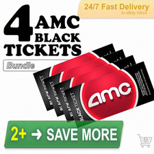 AMC Movie Black Tickets, 4-Pack, 24/7 Fast e-Delivery (~ 5 mins)