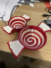 Christmas set 2 Serving Bowl tkmaxx hard candy stripped bowl 16cm & 21cm
