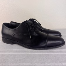 Men s Salvatore Ferragamo Studio Leather Cap Toe Oxford Dress Shoes Black 9 D