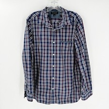 Banana Republic Blue Plaid Soft Wash Tailored Slim Fit Button-Up Shirt Men Large