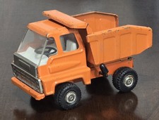 VINTAGE 1960'S ORANGE DUMP TRUCK 5" PRESSED STEEL TOY MADE IN JAPAN