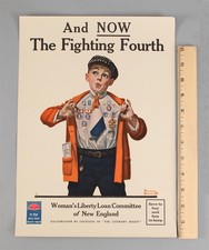 RARE 1918 NORMAN ROCKWELL War Bonds WWI New England BOY SCOUT Lithograph Poster