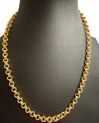 Gold-tone rope chain necklace with star-shaped charms near the clasp 22'' EUC