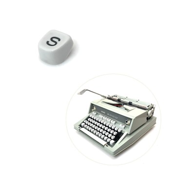 White S Key for Hermes 3000 Typewriter Vtg Media Boxy Keyboard Keytop Part