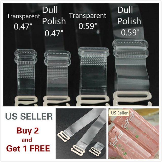 Clear Bra Straps Metal Clips Transparent See through Adjustable Dress Discreet