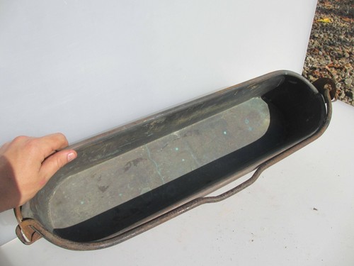 Large Antique Copper Pan Fish Kettle Poacher Trough Vintage Oval French Old 25"W - Picture 8 of 11