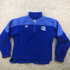 Vintage St. Louis Rams Pullover Youth XL Blue Embroidered Helmet 1/4 Zip Fleece*