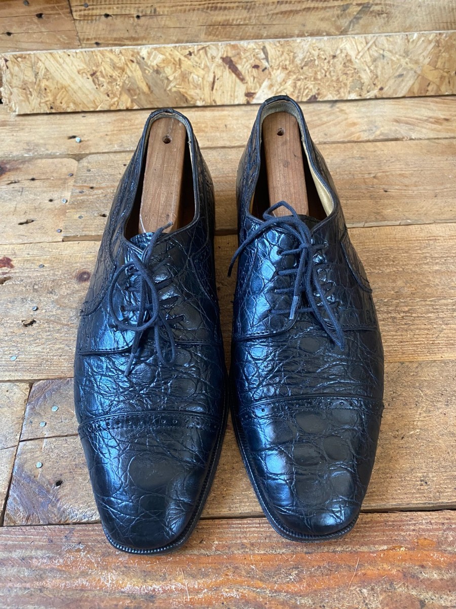 Zelli exotic crocodile skin cap-toe oxford leather dress  display picture 2
