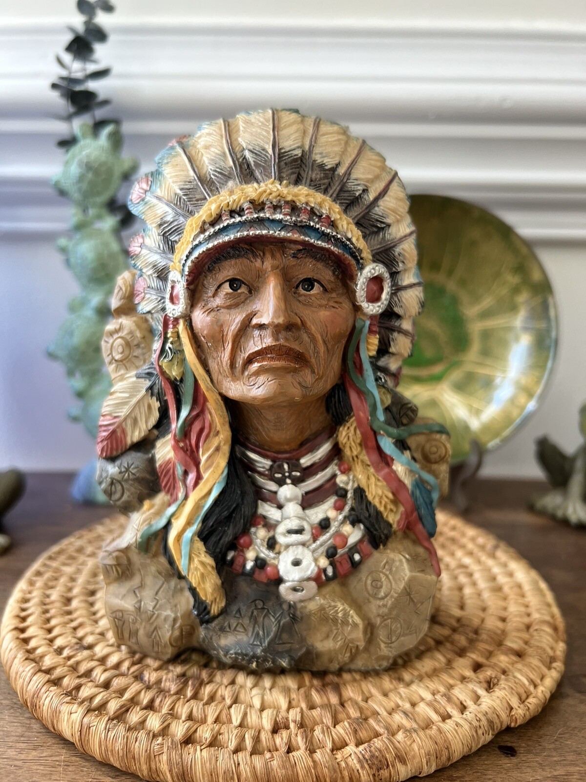 Vintage Indian Chief Resin Figurine Native American Collectible eBay