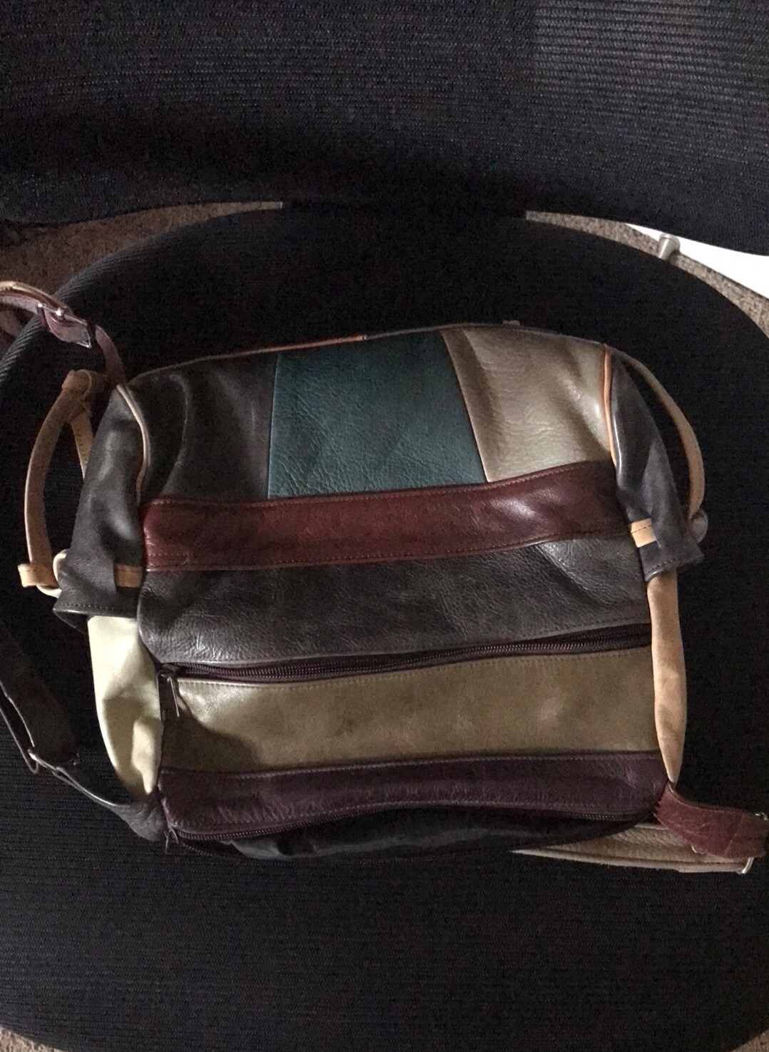 multicolored LEATHER patchwork shoulder bag purse… - image 3