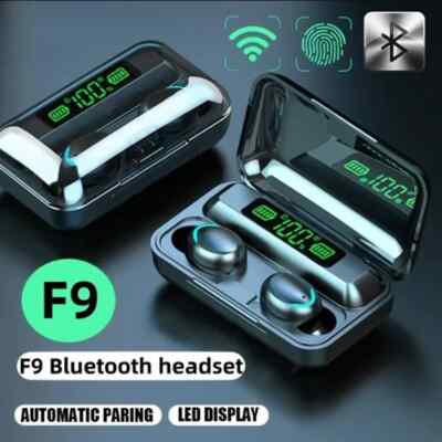 TWS Bluetooth Earbuds Wireless Headset Earphone Digital Display Touch Pods F9