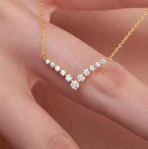 Authentic 2Ct Round Brilliant Moissanite 14K Yellow Gold Plated Curved Pendant 18" Chain