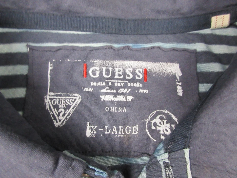 Camisa Polo Guess Niños Extra Grande Rayas Azules Logo Manga Corta Jóvenes Niños Foto 4 de 4