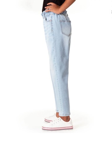 Jordache Light Enzymes Wash High Waist Paperbag Mini Mom Fit Jeans Pants Size 14 - Picture 4 of 8