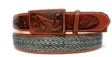 MEN'S WESTERN LEATHER BELT. SADDLE HORSE COWBOY RODEO BELT. CINTO CHARRO VAQUERO