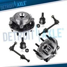 Front Wheel Hub Bearings + Sway Bars Upper Ball Joints for 2014-18 Ram 2500 3500