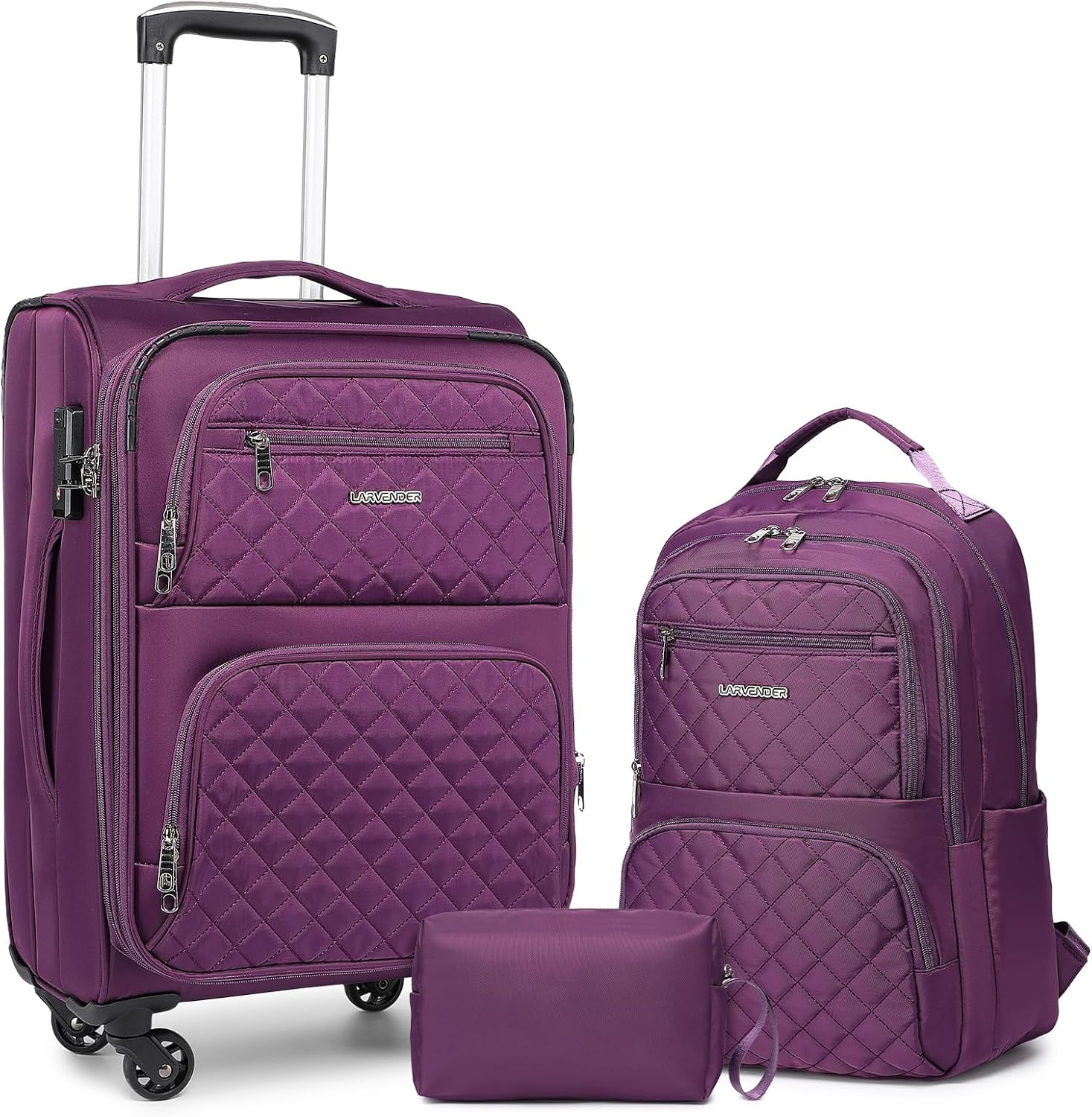Softside Expandable 3-Piece Carry-On Luggage Set 22x14x9 Meets Airline Size