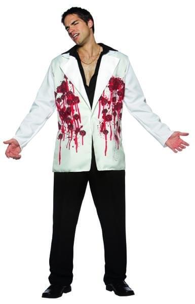 Mens Bloody Bullets Halloween Scary White Jacket Blazer Adult Standard