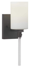 Lisbon Collection 1-Light Matte Black Etched Opal Glass Luxe Bath Vanity Light