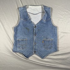 Levi  s Orange Tab Denim Vest Women  s M Blue 70s Workwear Paint Patina Grunge USA