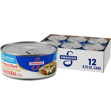 Swanson White and Dark Premium Chunk Canned Chicken Breast in Water, Fully 9.75