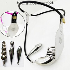 New Male Stainless Steel Chastity Belt Device Flat Cage Drain Hole Plug Bondage