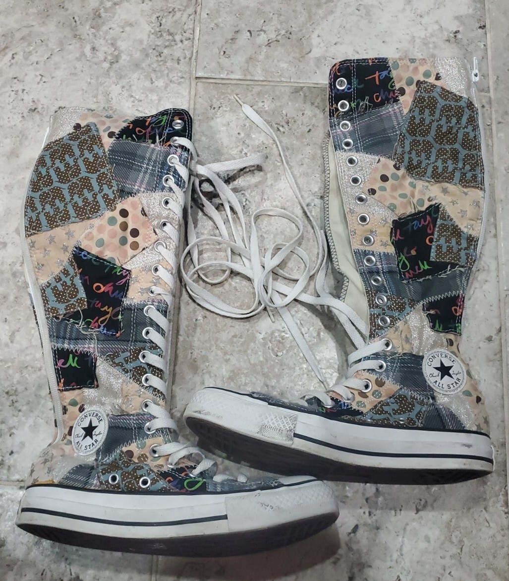 GORGEOUS RARE CONVERSE KNEE HIGH CHUCK TAYLOR PATCHWORK GORGEOUS RARE CONVERSE KNEE HIGH CHUCK TAYLOR PATCHWORK