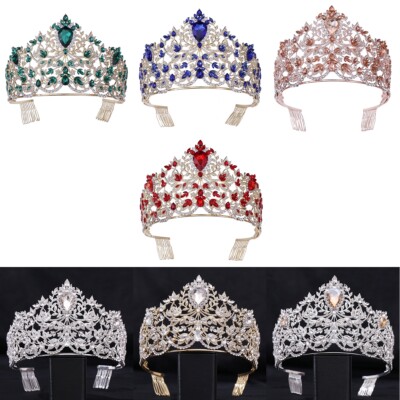 11cm Tall Crystal Large Wedding  Queen Princess Prom Tiara Crown Combs For Women
