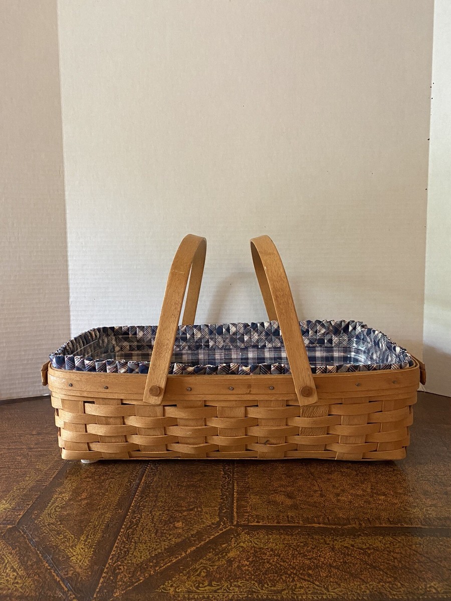 Longaberger 1993 Medium Gathering Basket w Liner Protector Combo