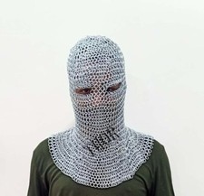 Medieval Knight Silver Eyes Chainmail Coif Armor Hood Battle Ready Chain Mail