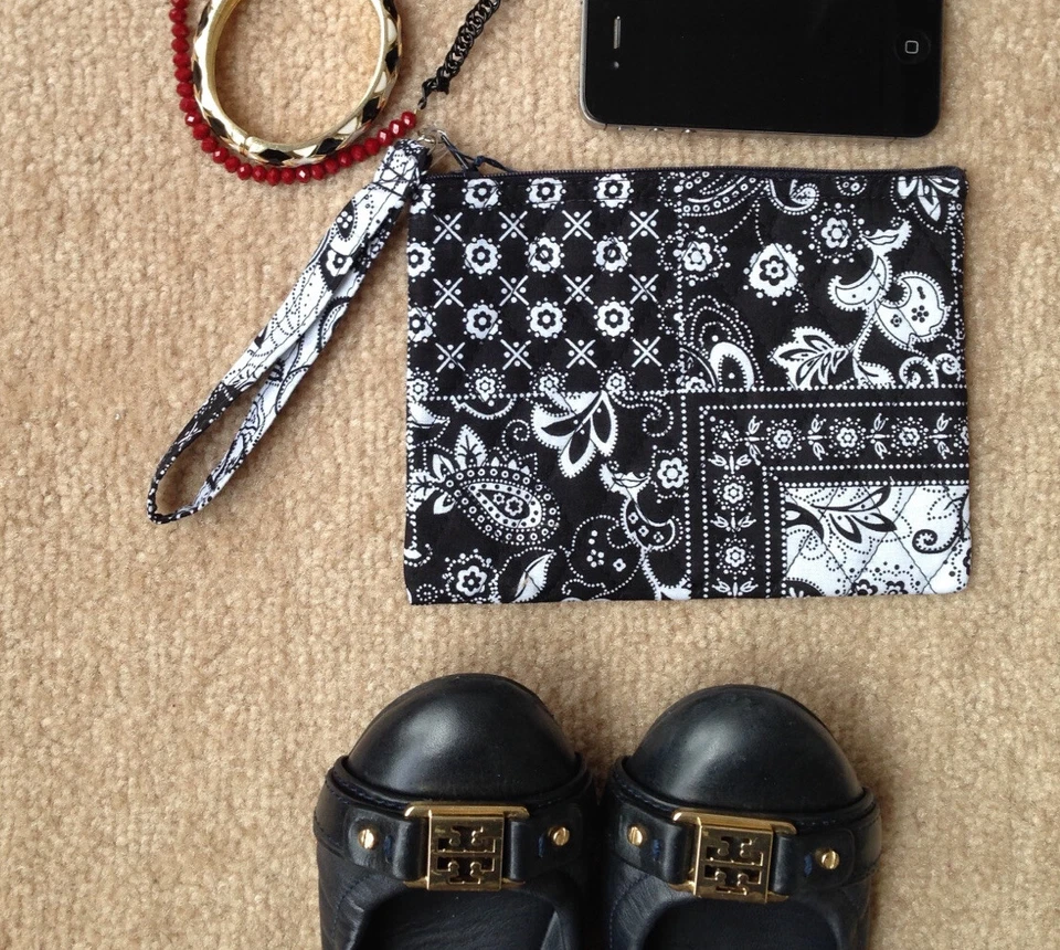 Ручной работы деньги монета-ID-кредитная карта кошелек с ремешком сумочки мешок черный квилтинг - Изображение 4 из 4