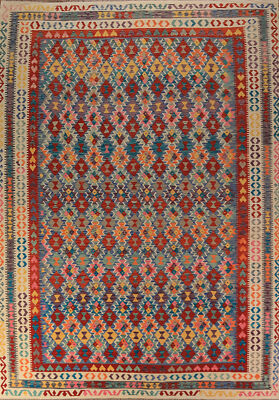 Geometric Reversible Kelim Kilim Rugs Flatweave Tribal Wool Carpet 10x13 ft