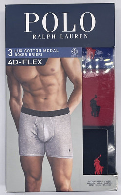 Polo Ralph Lauren Mens 3 Lux Cotton Modal Boxer Briefs 4D-Flex Size Small NIB