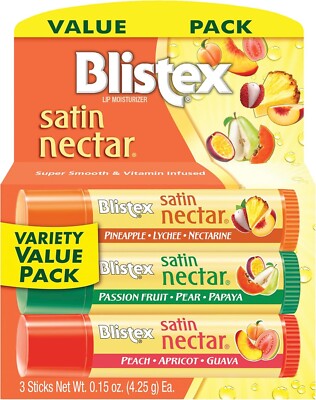 Blistex Satin Nectar Lip Moisturizer Variety Value Pack 3 ct. 0.15 clear 