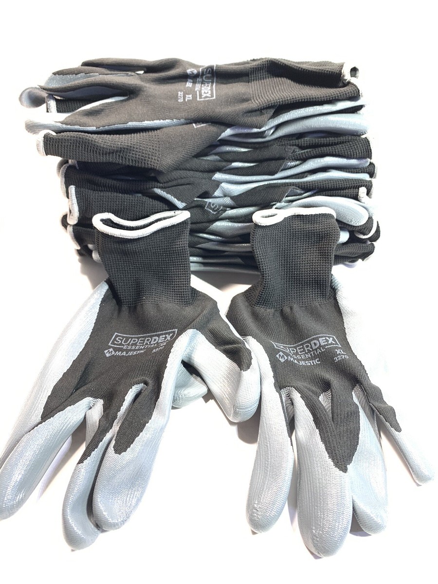 12-Pair Majestic SuperDex Essential 3270-XL Nitrile Coated Palm