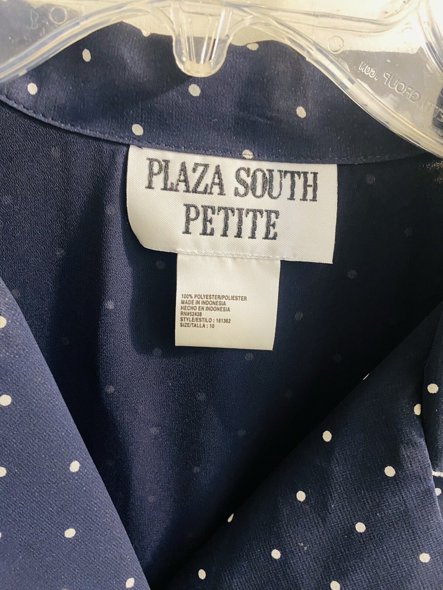 Plaza South Maxi Shirt Dress 10 Petite Navy White Polka Dot