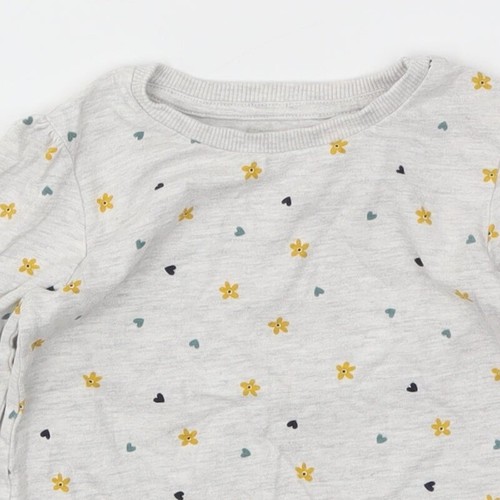 George Girls Grey Floral Viscose blend T-Shirt Size 2-3 Years - Picture 7 of 12