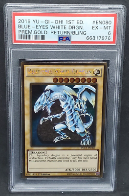 Yugioh PSA 6 EX-MT Blue-Eyes White Dragon PGL2-EN080 1st Edition