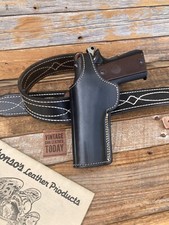 Vintage Alfonsos Plain Black Leather Lined Holster For Colt Commander CD Left