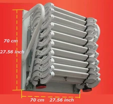 New White Wall Mounted Folding Extension Ladder Loft Stairs 12 Steps Al-Mg Alloy