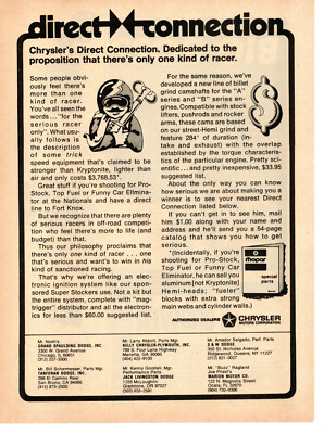 1973 CHRYSLER DIRECT CONNECTION / MR NORM'S GRAND SPAULDING DODGE ~ ORIGINAL AD