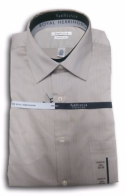 Van Heusen Men Size 15 32/33 Classic Fit Royal Herringbone Button Down Shirt  | eBay