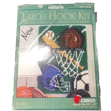 VINTAGE Natura Caron  SPORTS  Latch Hook Rug Kit 20" X 27" NEW