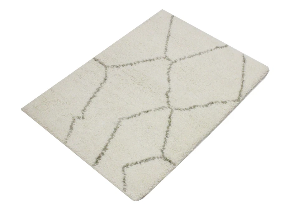 Indo Teppich Handgeknüpfter Berber Modern Einfarbig 90 cm x 60 cm Neuer Teppich - Bild 3 von 4