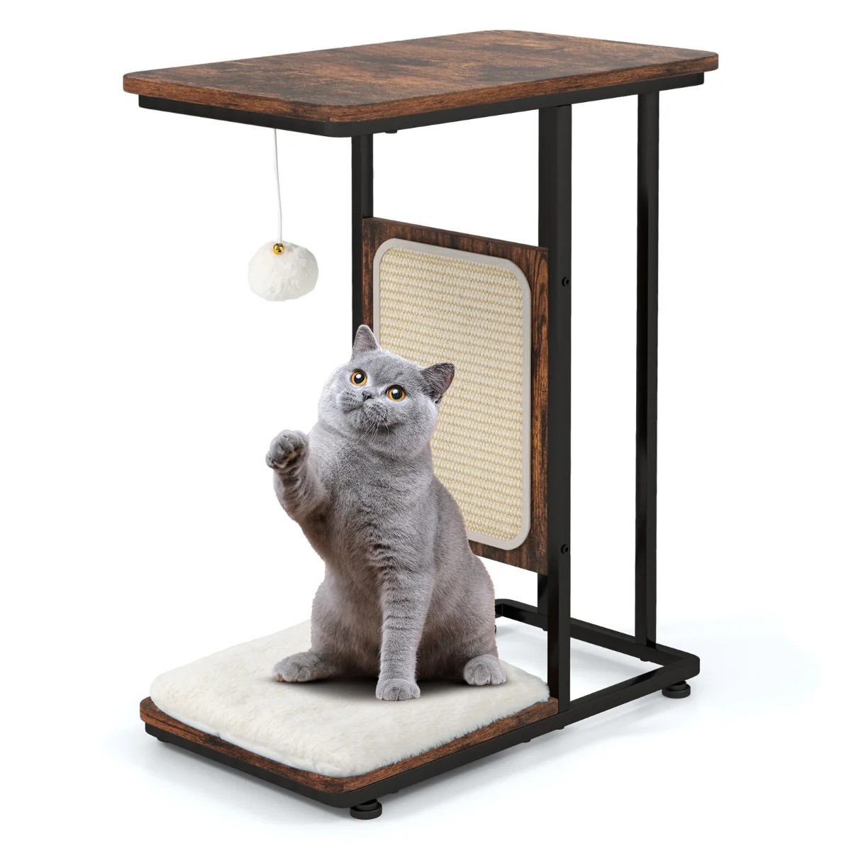 Arbre à chat design industriel bout de canapé pour intégrer le chat au salon