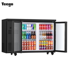 Yeego Commercial Back Bar Cooler Beverage Fridge Under Counter Glass Door Black