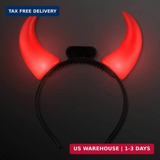 FlashingBlinkyLights Large Red Devil Horns Light Up Headbands