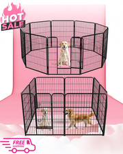 NEW Dog Playpen Indoor 40 Inch 8 Panels Metal Foldable Pet Fence Door Portable