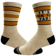 Youth It's Ok to Fart Socks Funny Bathroom Humor Pass Gas Toot Novelty Footwear