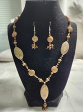 Rustic Boho Necklace  Earrings Set   Earthy Beads, Nature-Inspired